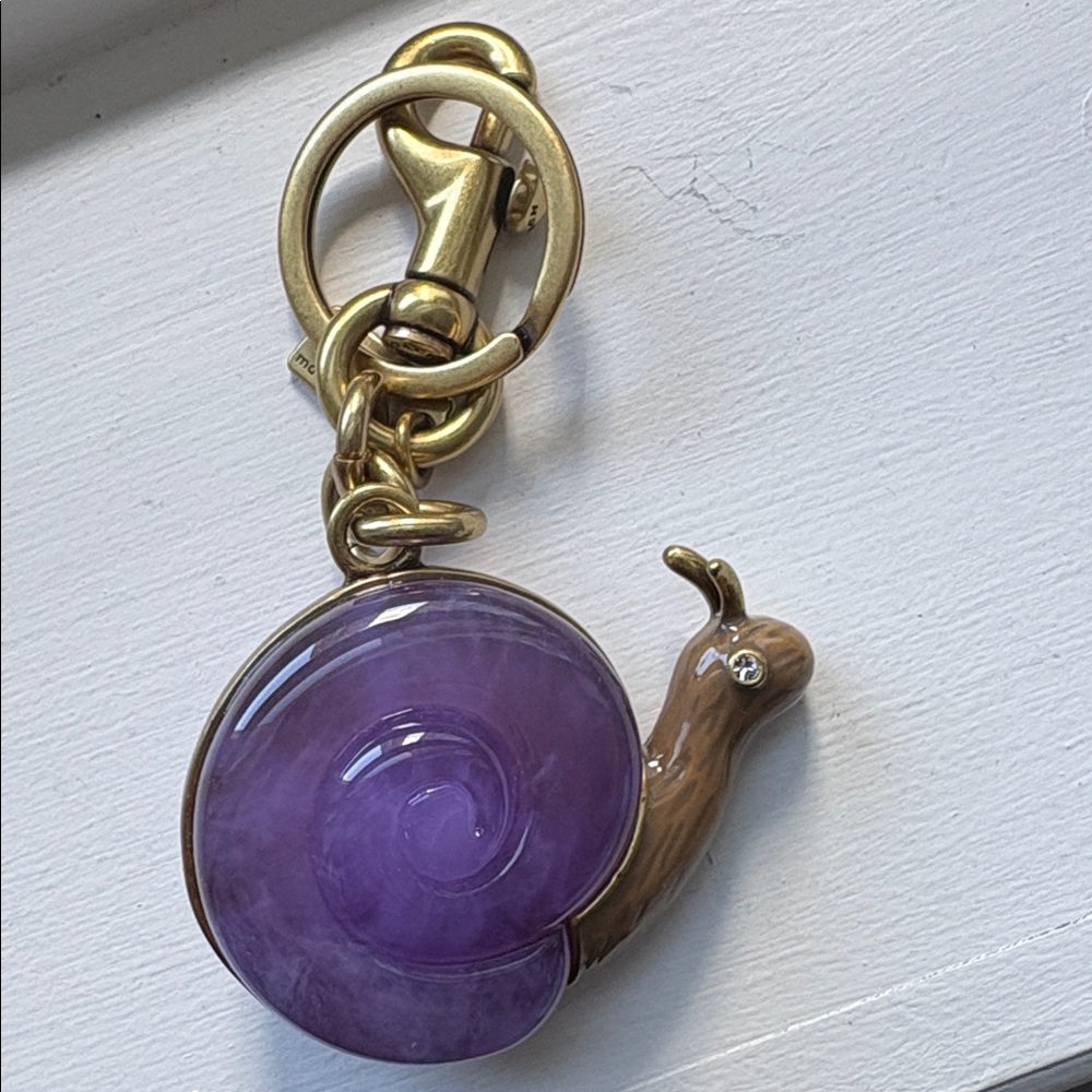 BRAND NEW COACH Purple & Brass Snail Keychain Charm with original pouch - Picture 2 of 4